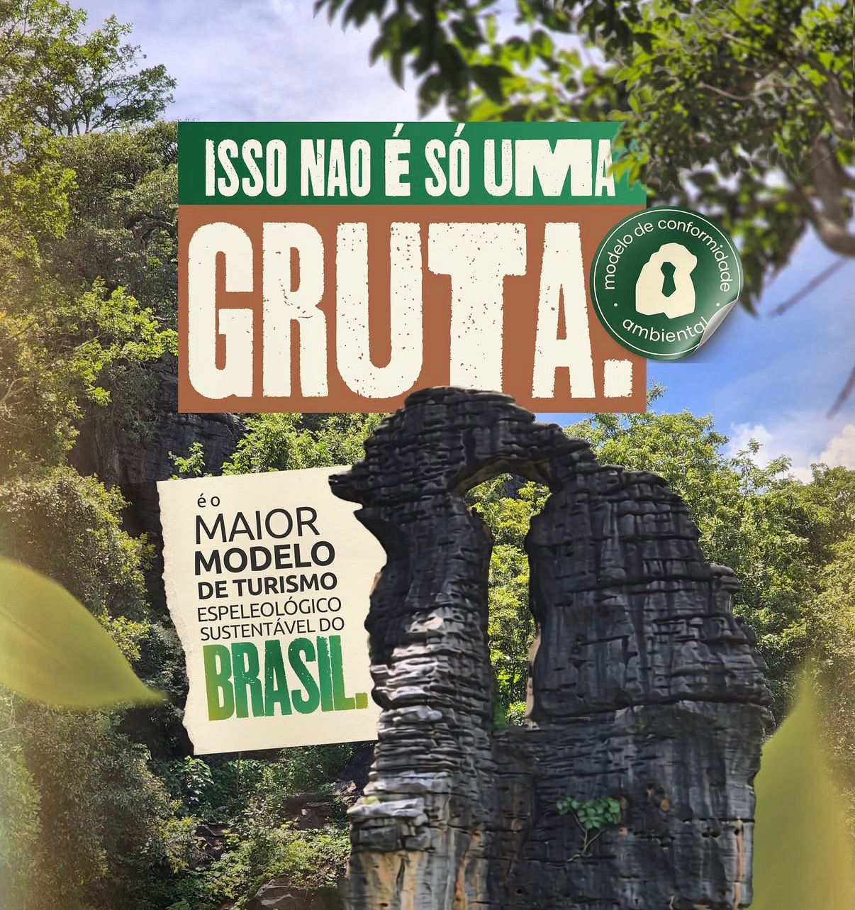 Fazenda Gruta do Baú vista da formação rochosa cercada de mata